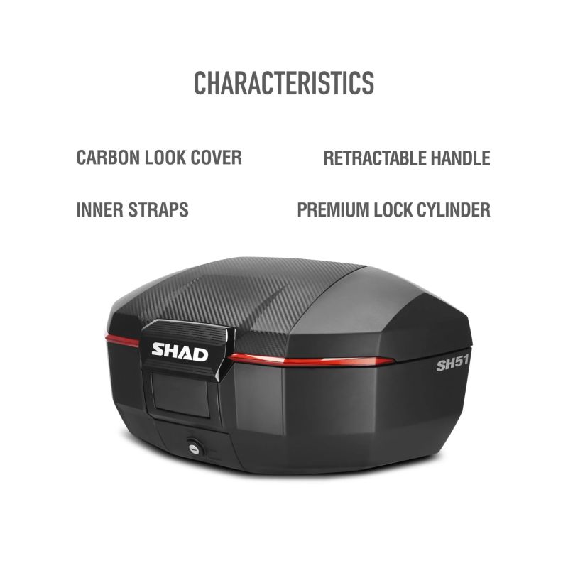 Top case SHAD "SH51" Carbone (51L) pour motos CF MOTO SHAD