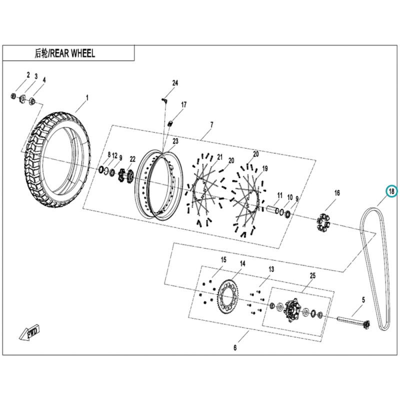 Chaîne de Transmission d'Origine CFMOTO 800 MT - 3120929