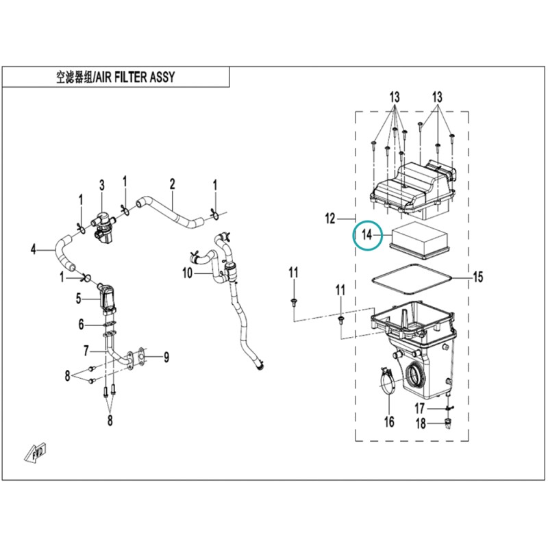 Filtre à Air d'Origine CFMOTO 125 NK - 0UIV-110000-1000-25