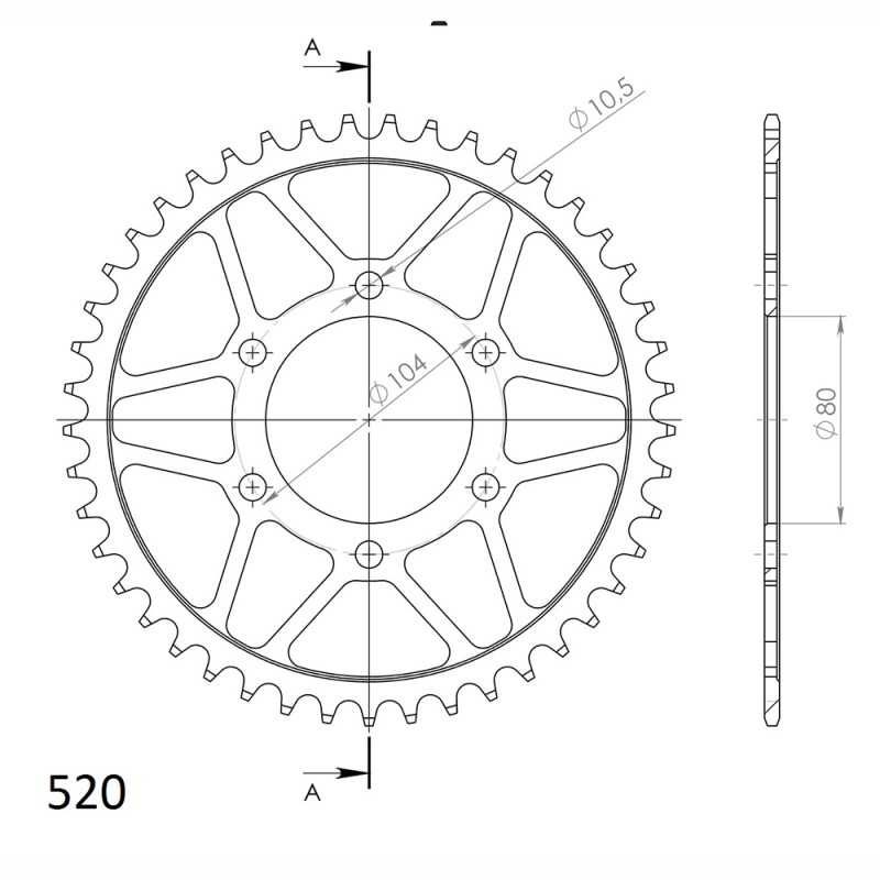 Couronne Acier 46 Dents CFMOTO 700 MT