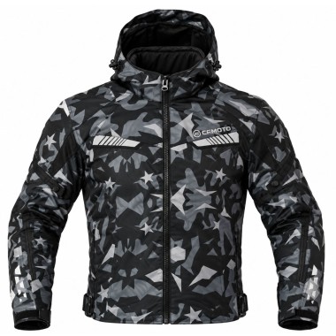Veste Moto CFMOTO Camo Noire & Grise à Capuche